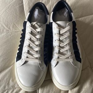 Tory Burch White and Navy Sneakers